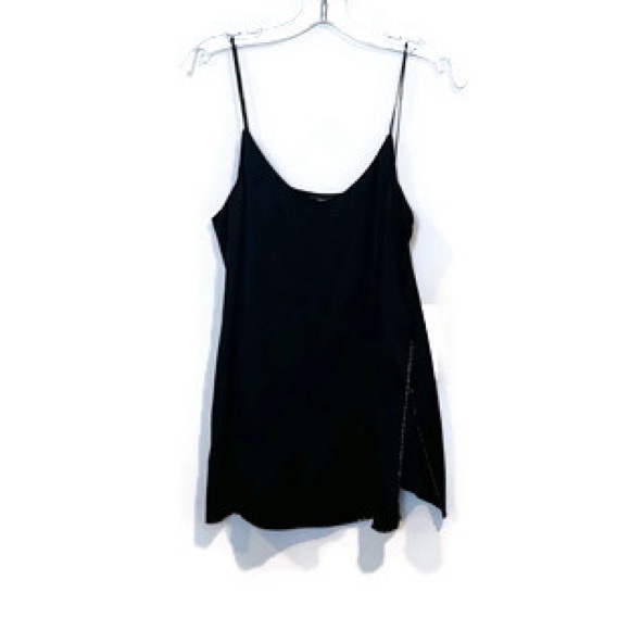 Theory Black 100% Silk Tank with beaded side slits and hem size small - Picture 2 of 7